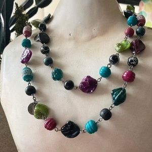 Multicolored Jewel Tone Beaded Necklace